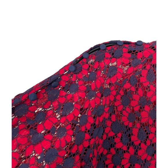 Diandian Didi Mini Tunic Dress Size S Blue and Red FLoral Lace Retro Holiday - Picture 7 of 12